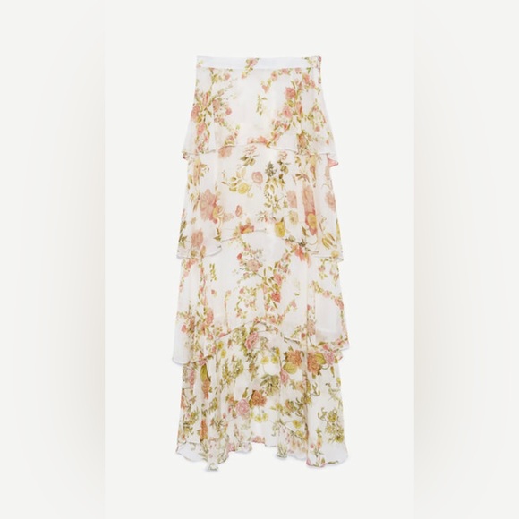 Zara Maxi Floral Ruffle Skirt NWT - Picture 5 of 5